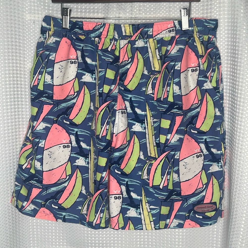 Vineyard Vines Chappy Swim Trunks Bathing Suit Sailboats Preppy Resortwear Sz L